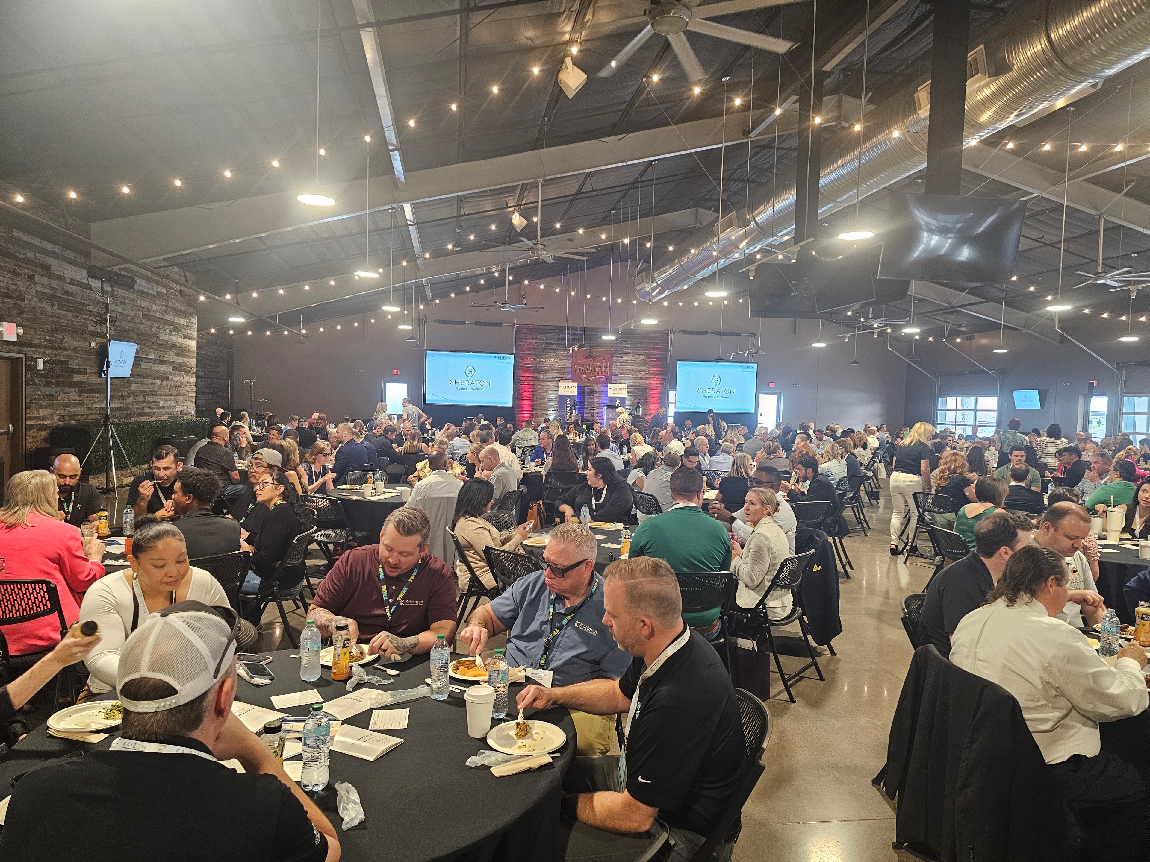 Large conference event with dining tables