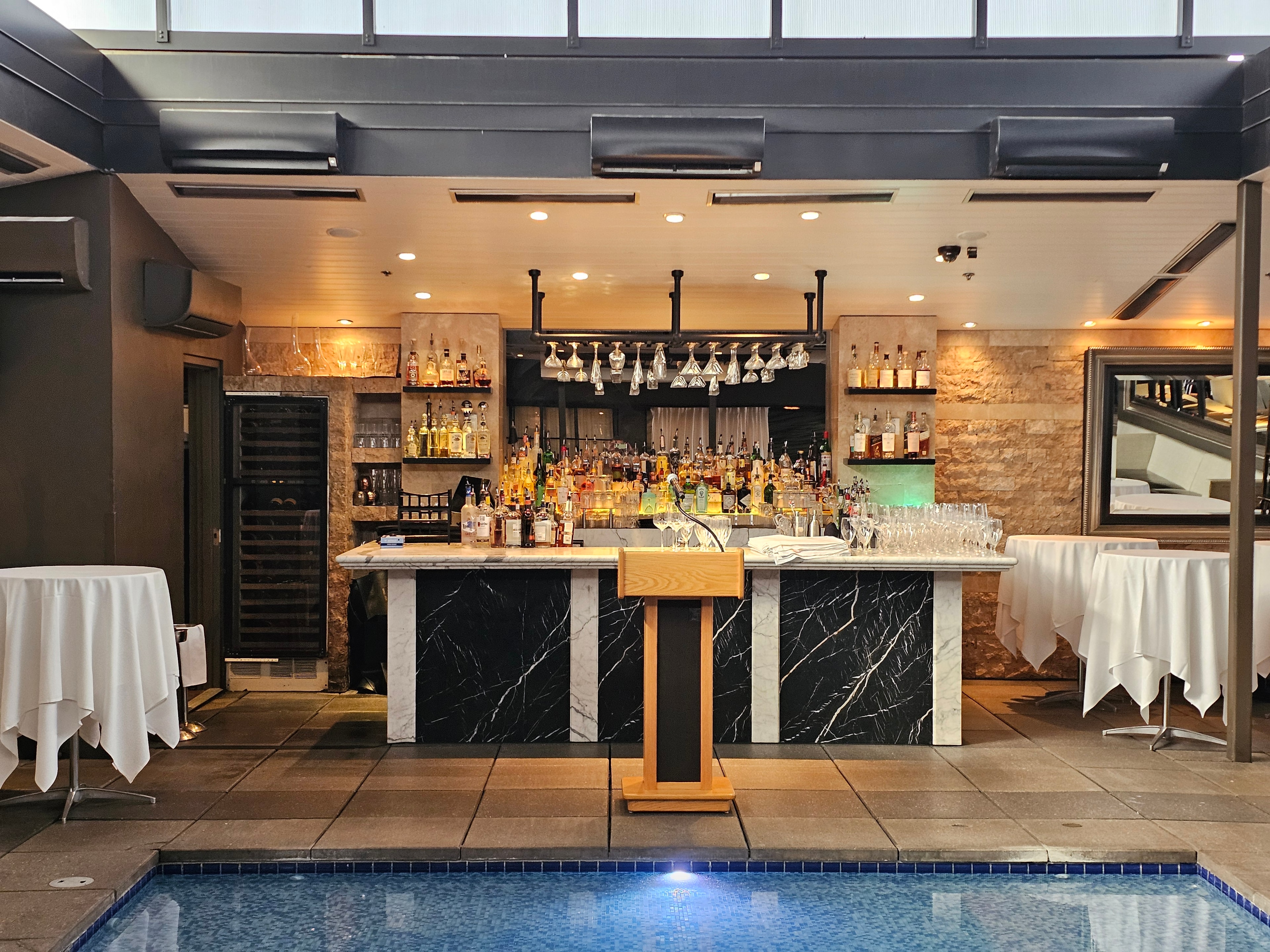 Modern bar lounge with poolside elegant interior