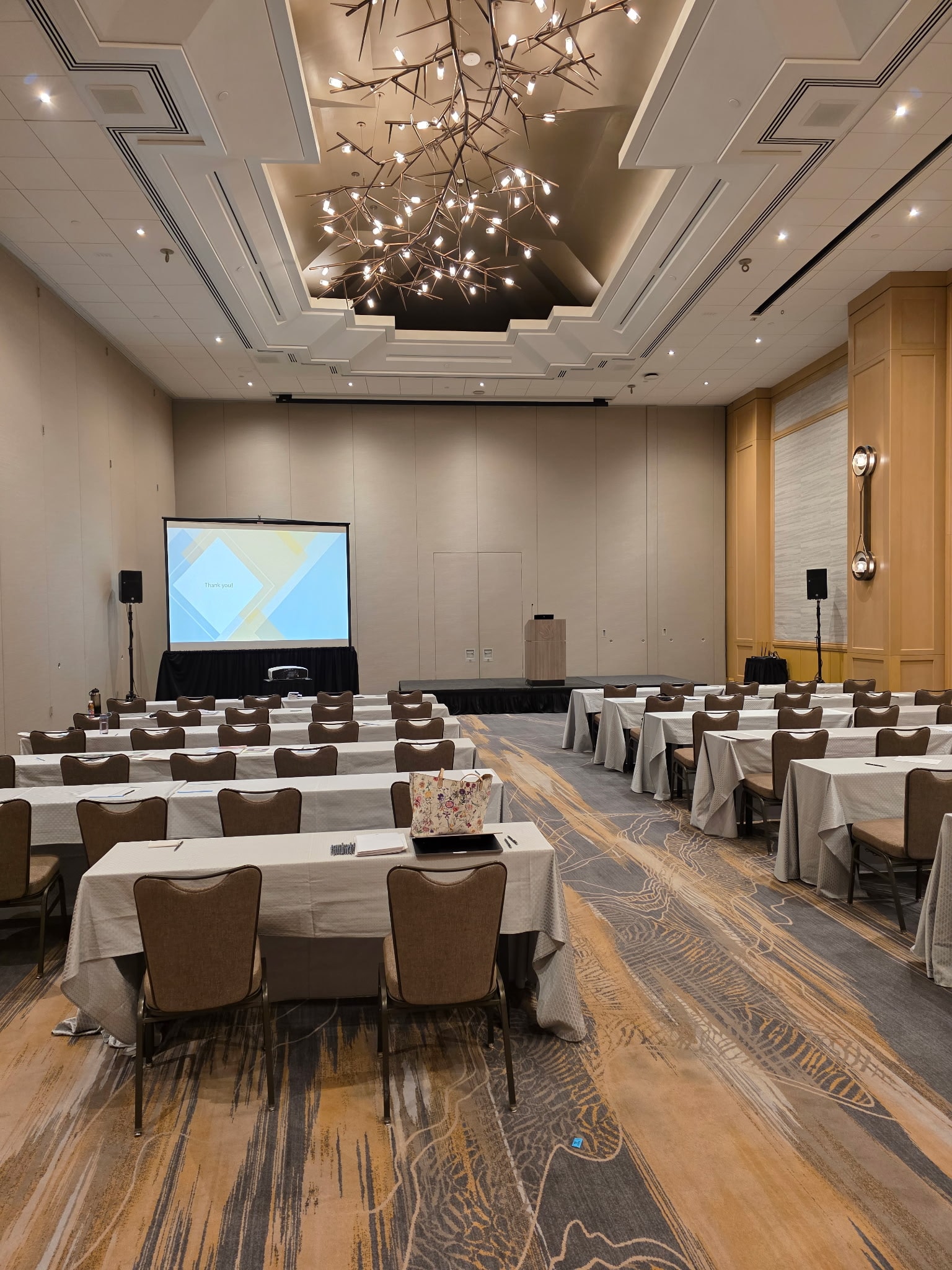 Modern conference room with full presentation setup